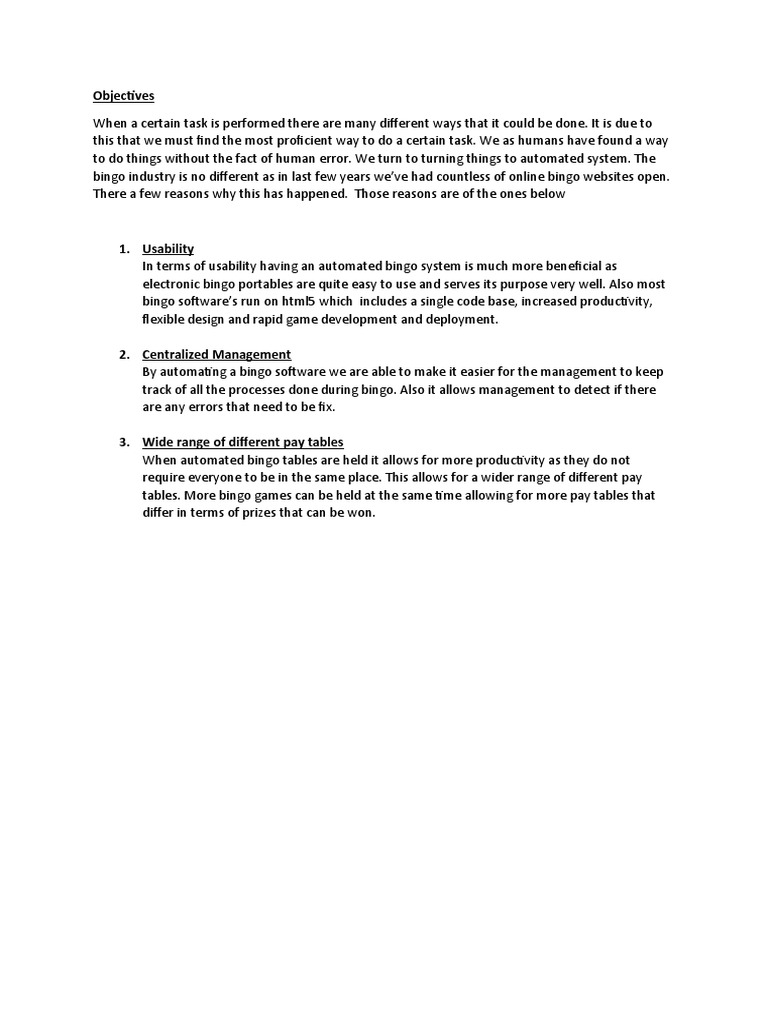 Bingo Objectives PDF