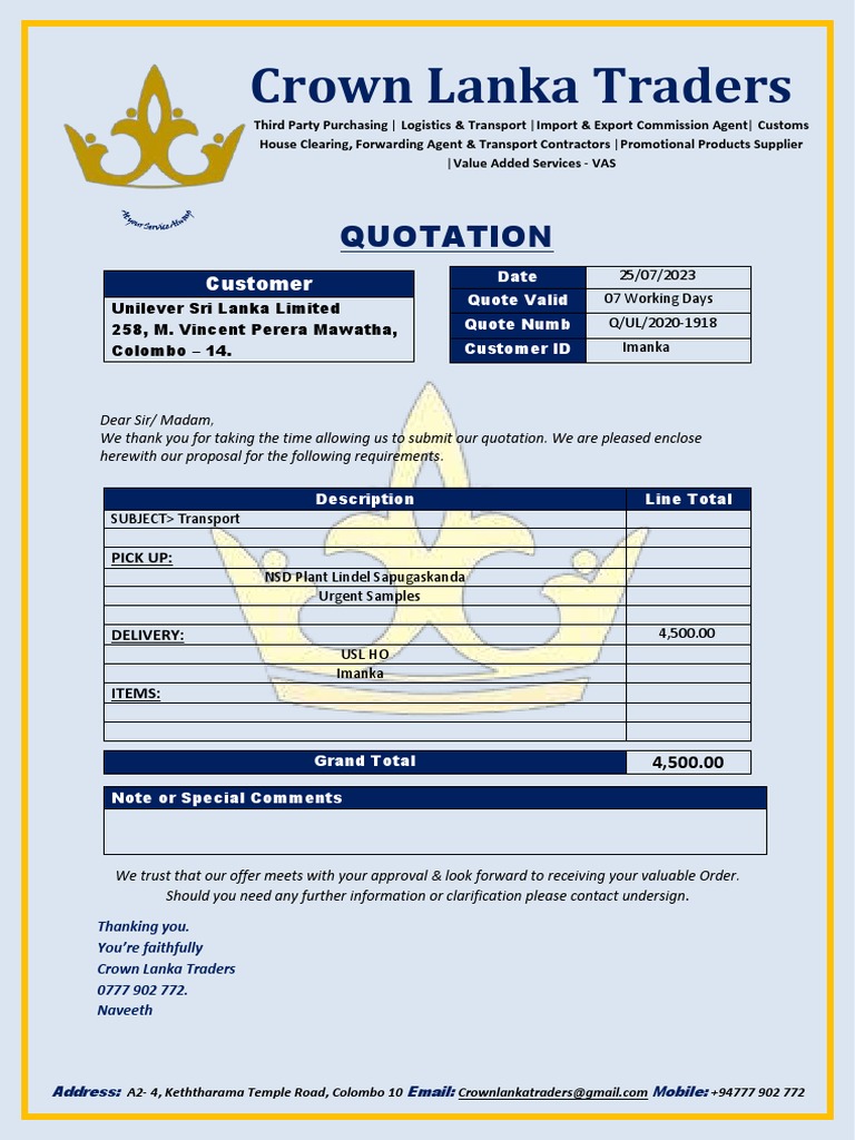 Unilever Quote1918 IMANKA Shiromi 28.07.2023 PDF