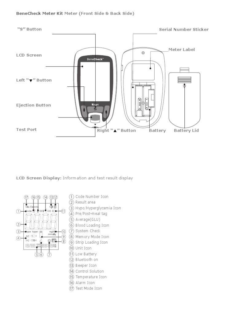 BeneCheck Blood Glucose & Ketone Meter Guide | PDF | Bluetooth ...