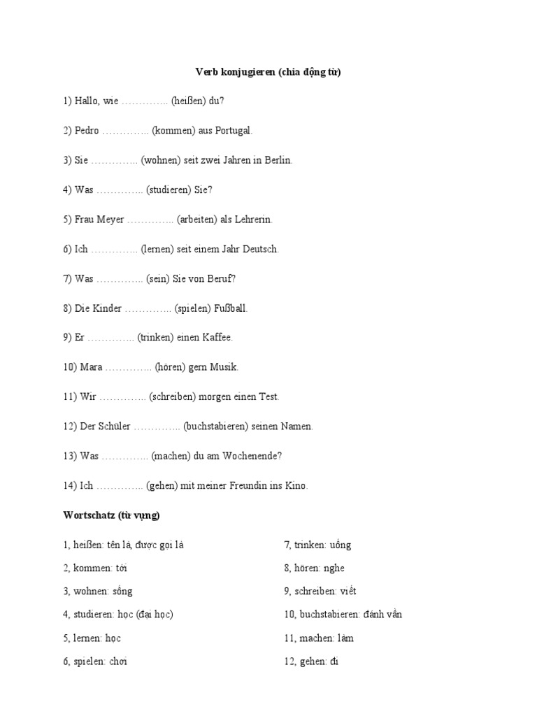 Verb Konjugieren PDF