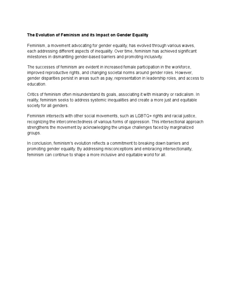 Evolution of Feminism and Gender Equality | PDF | Social Science