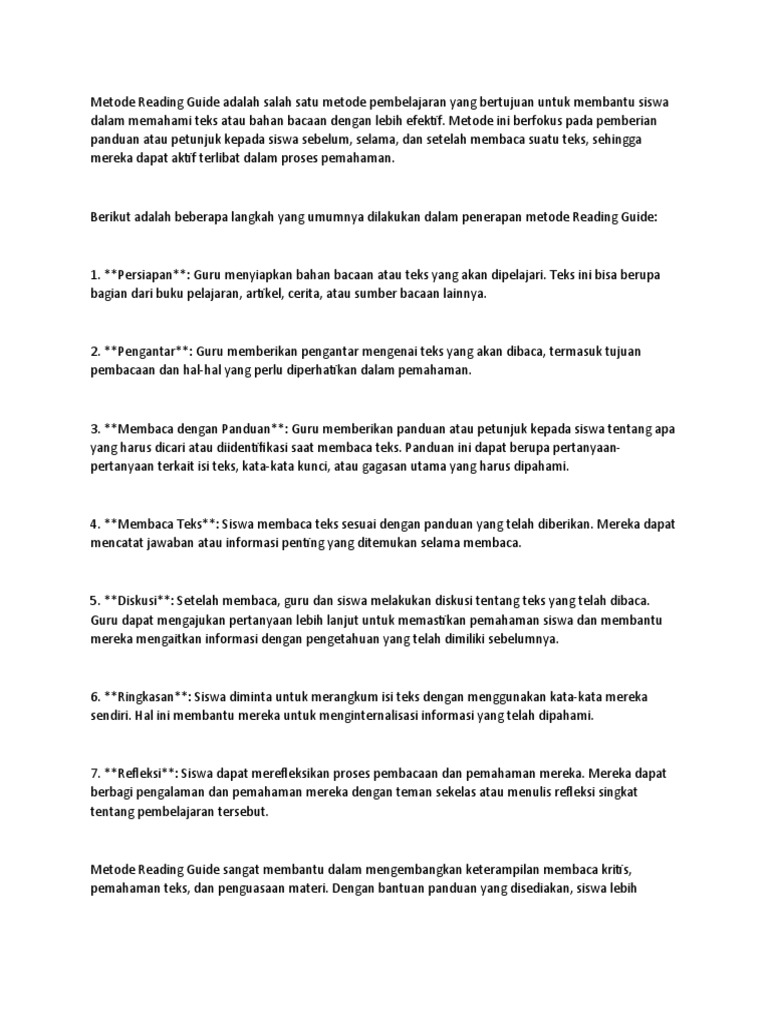 Metode Efektif Pembelajaran Reading Guide | PDF | Seni & Disiplin ...