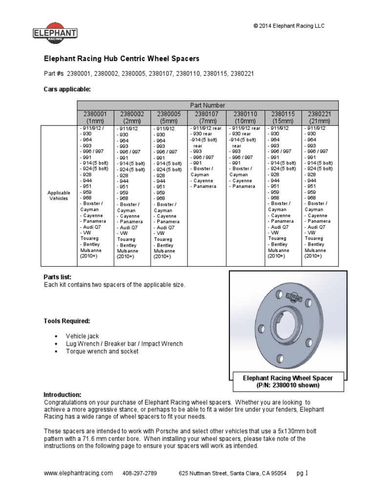 Wheel Spacer Instructions | PDF | Volkswagen | Motor Vehicle