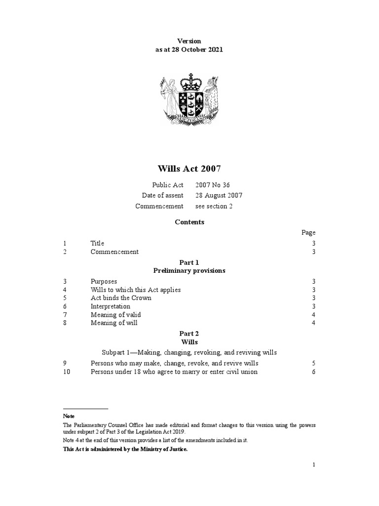 Wills Act 2007 PDF Will And Testament Justice