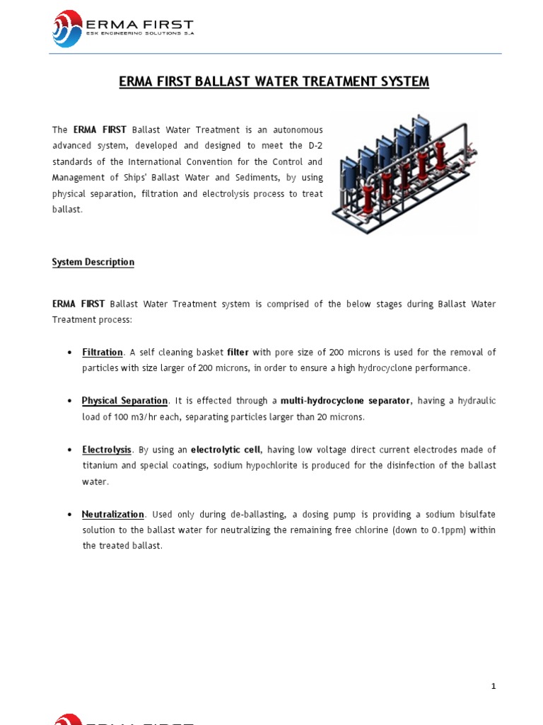 ERMA First Ballast Water Treatment System | PDF | Water Purification ...