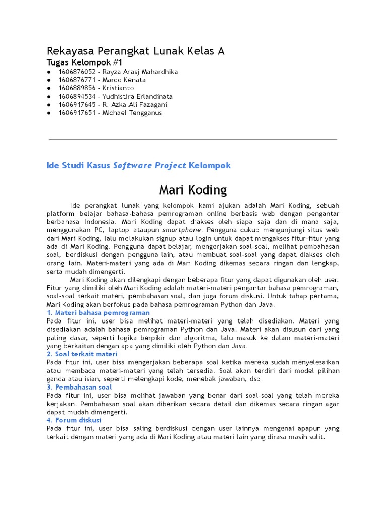 Platform Belajar Pemrograman Mari Koding | PDF