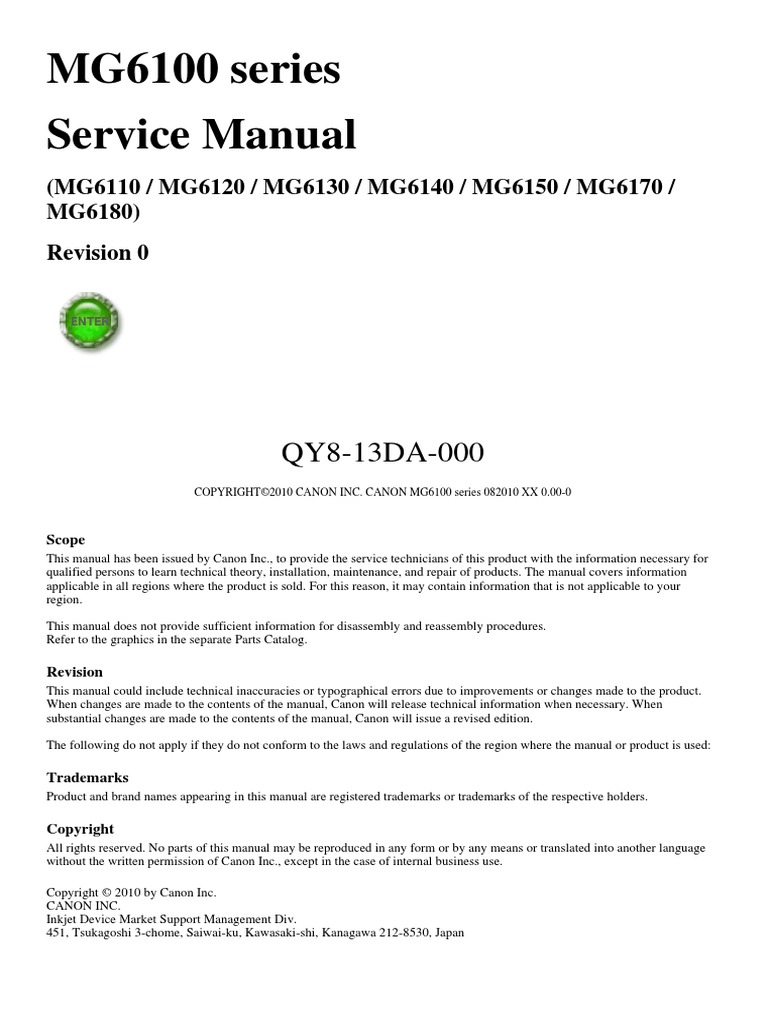 Canon MG6100 Series Manual Papers PDF Image Scanner Troubleshooting