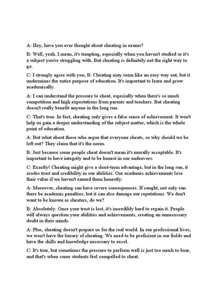 Cheating In Exams Pdf Integrity Teachers