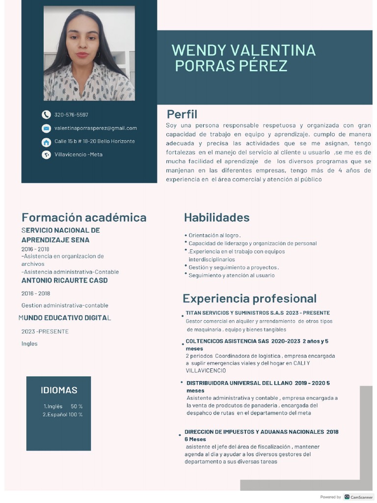 Hoja de Vida Valentina Porras | PDF