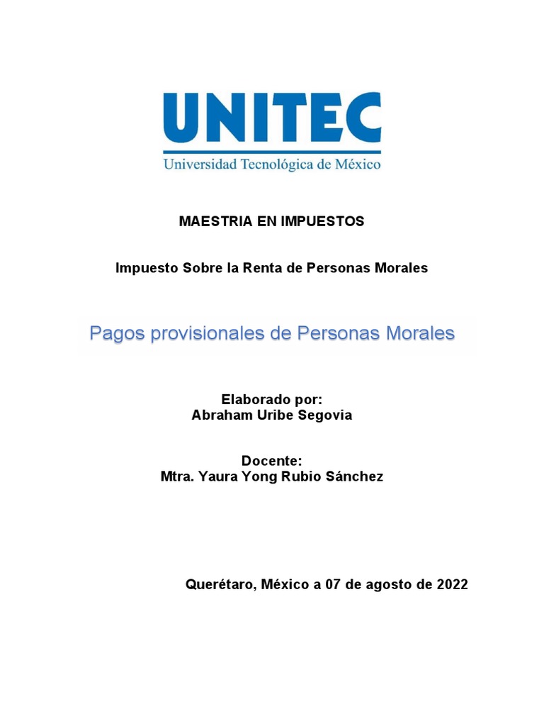 ISR Provisional para Personas Morales | PDF | Impuesto sobre la renta ...