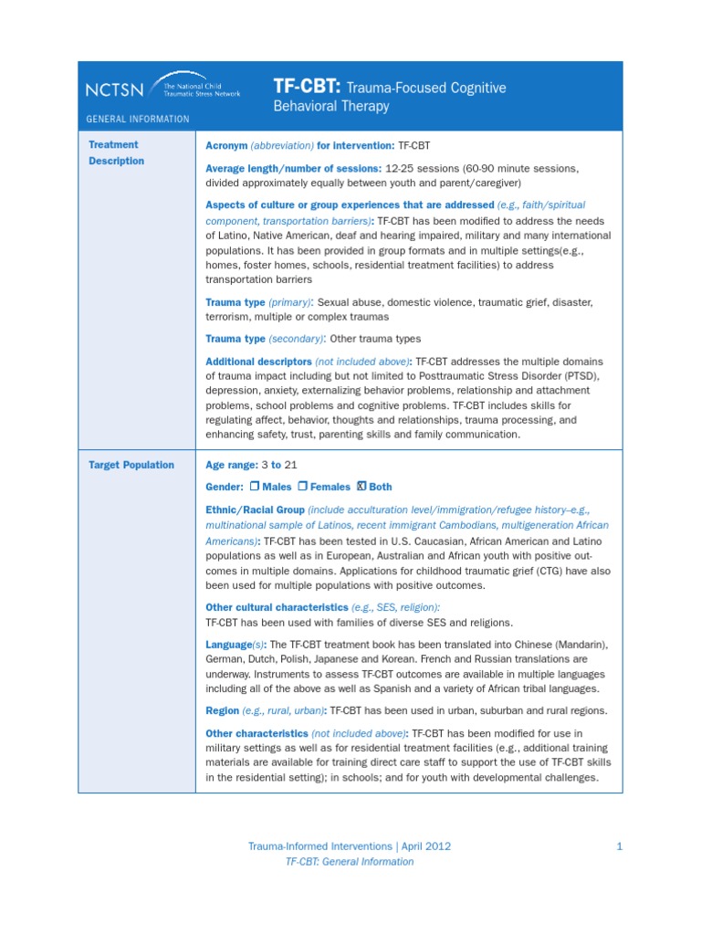 TF-CBT For Sexual Abuse | PDF | Psychological Trauma | Complex Post