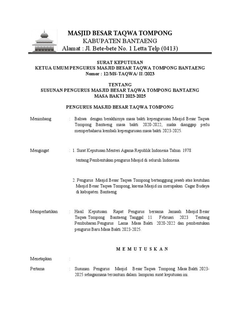 Sk Pengurus Masjid Pdf