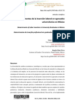 Determinantes de La Inserción Laboral en Egresados Universitarios en México