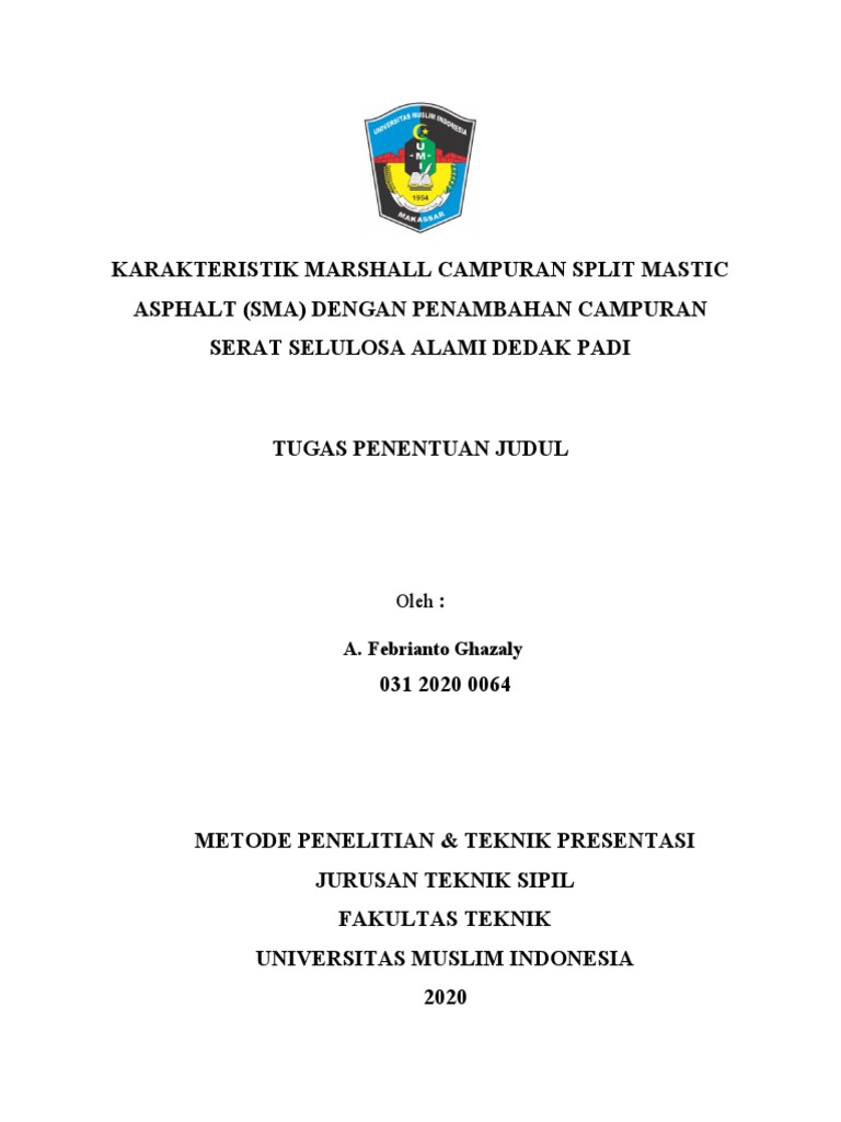 Karakteristik Marshall Campuran Split Mastic Asphalt PDF