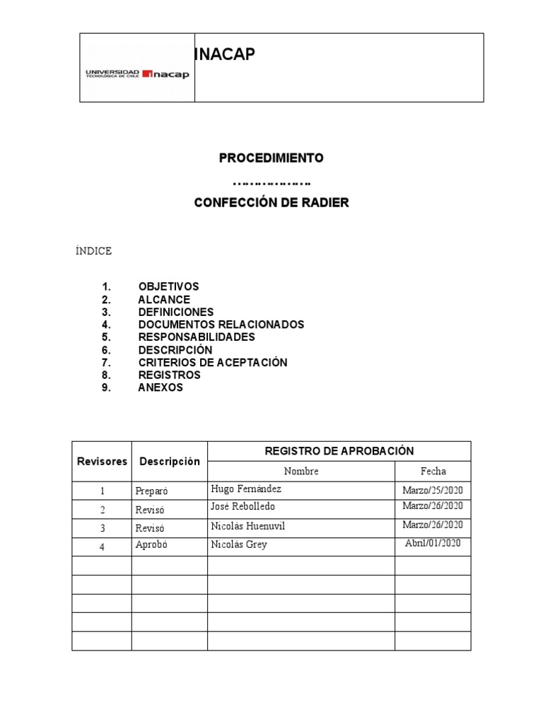 Vsip info procedimiento de trabajo radier pdf free pdf