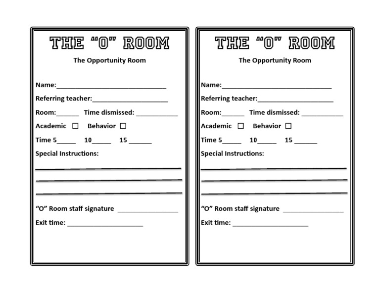Opportunity Room Documentation Form | PDF