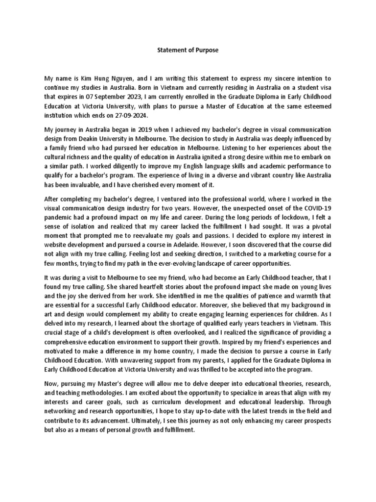 Sop Nguyen PDF Early Childhood Education Teachers