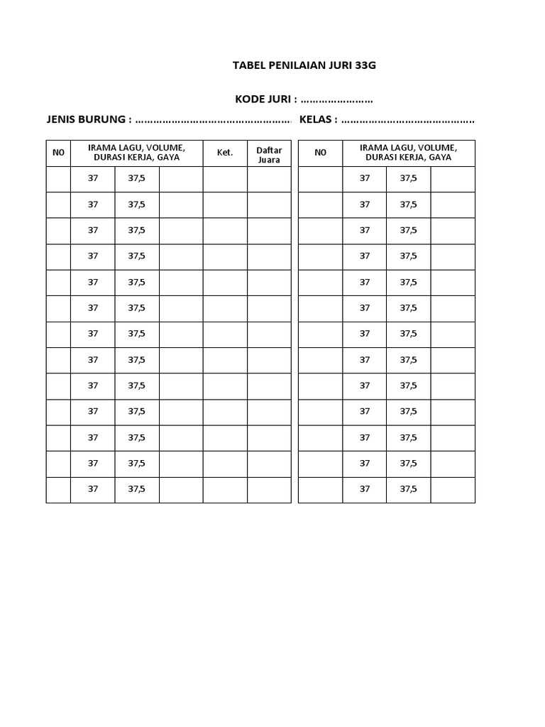 Tabel Juri | PDF