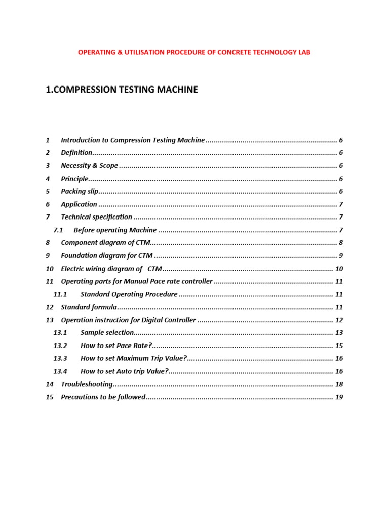CTM Operating Procedures Manual | PDF | Strength Of Materials | Stress ...