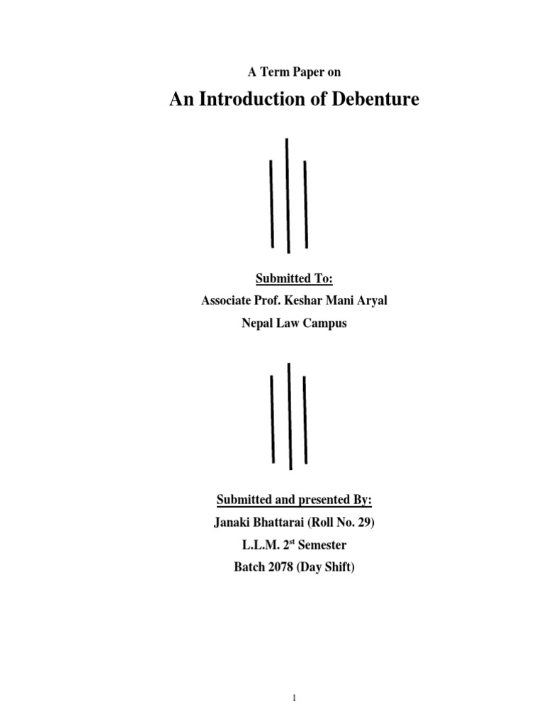Term Paper On Debenture | PDF | Bonds (Finance) | Debenture