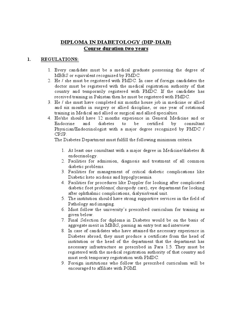 Diploma in Diabetology PDF Diabetes Thesis