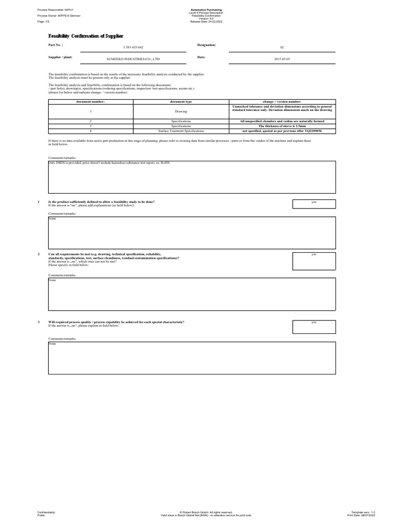 Feasibility Confirmation Process | PDF | Specification (Technical ...