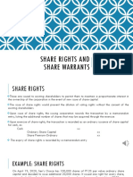 Shareholders Equity Part 6 - Share Rights and Share Warrants