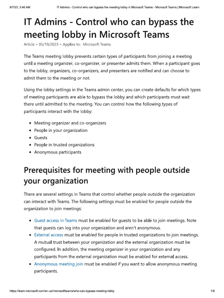 Image Result For Disable Lobby For All Meetings Microsoft Community Hub