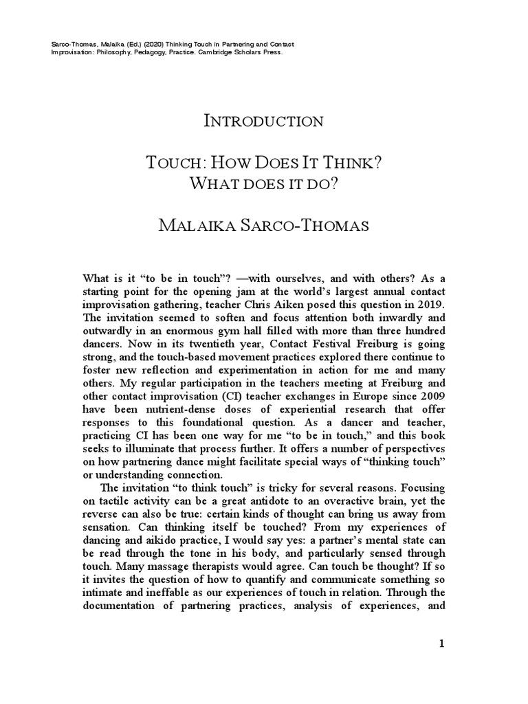 Touch How Does It Think What Does It Do | PDF | Somatosensory System ...