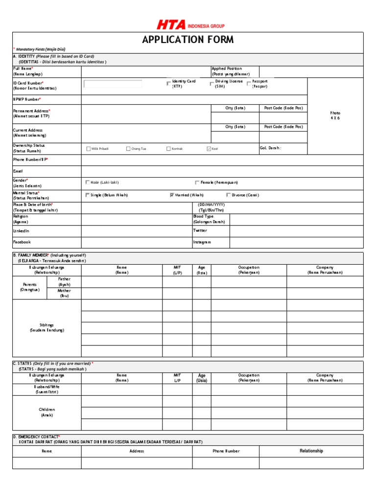 HTA Application Form Details | PDF