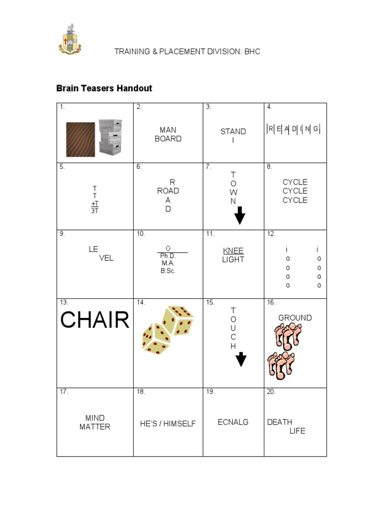 Brain Teaser Activity PDF