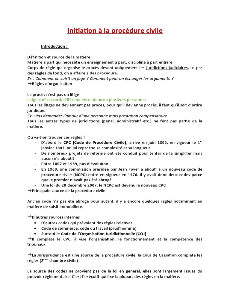 Introduction à la procédure civile | PDF | Compétence | Justice