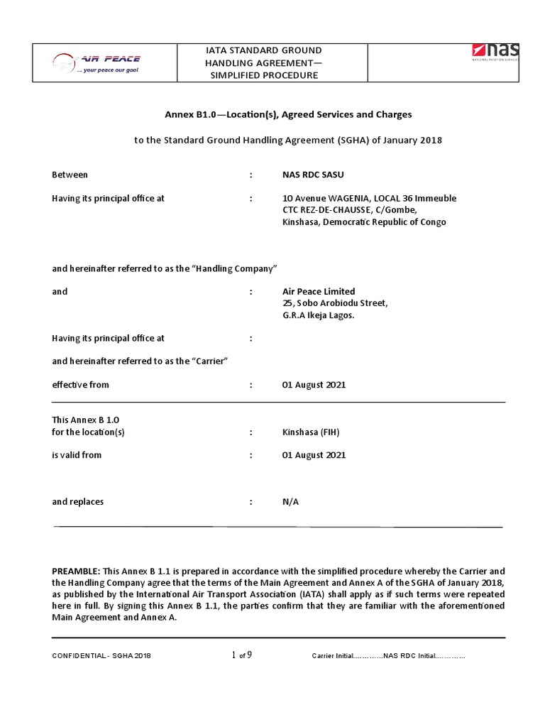 SGHA 2018: RDC Aviation Agreement | PDF | Invoice | Aviation