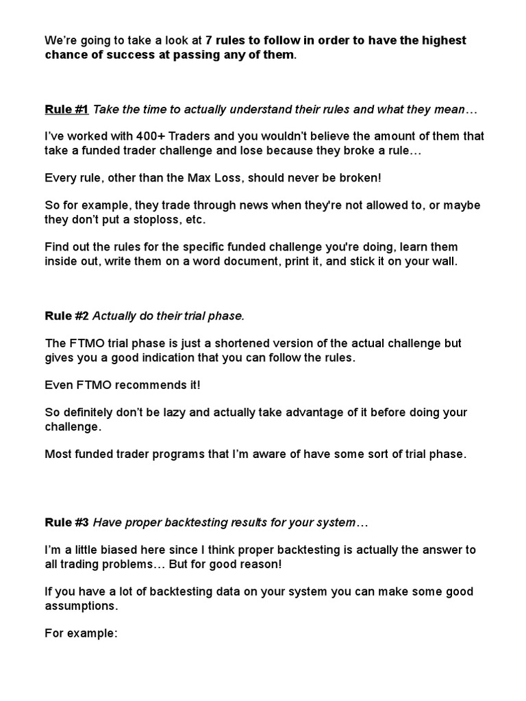 How To Easily Pass FTMO (5 Rules) | PDF