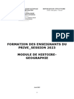 Hist Géo - Modules de Formation Des Enseignants Du Privé 2023