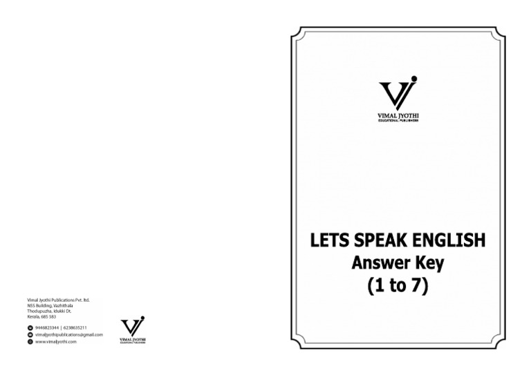 Lets Speak English_Answer Key_Cover | PDF