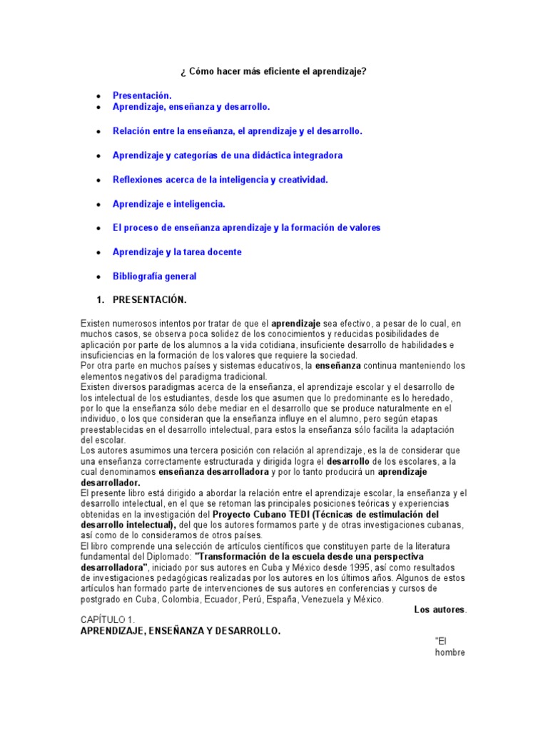 Aprendizaje Eficiente en la Educación | PDF | Enseñando | Aprendizaje