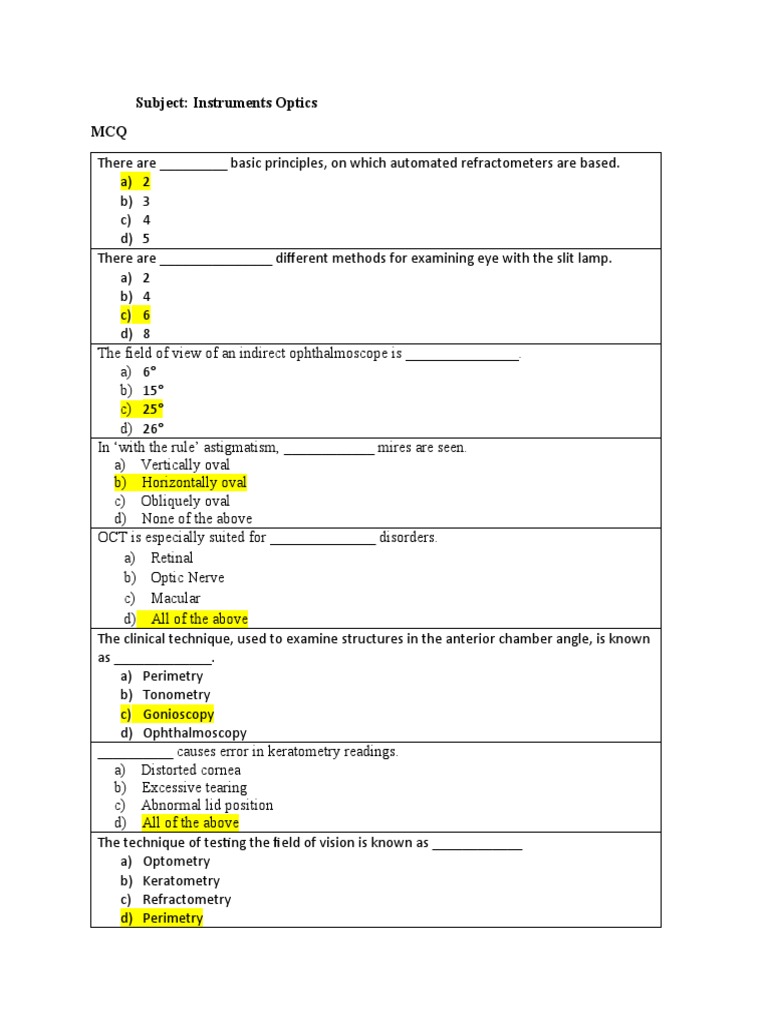 Instruments Optics 111 | PDF | Cornea | Optics