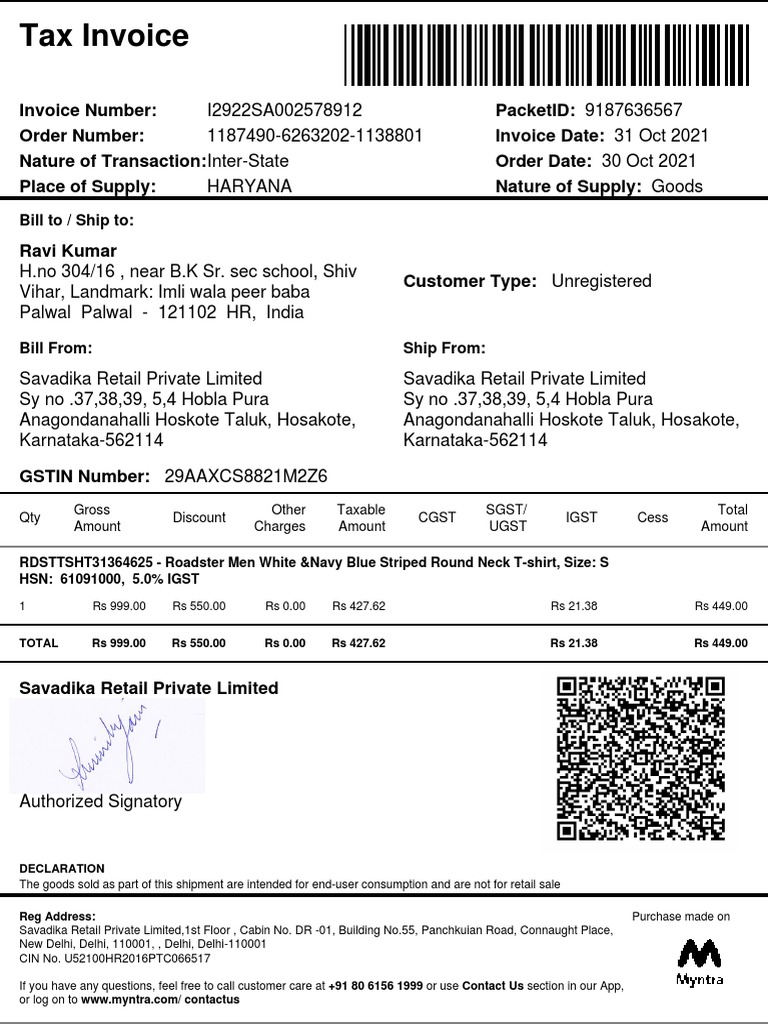 Bill To / Ship To Qty Gross Amount Discount Other Charges Taxable Amount CGST SGST/ Ugst Igst