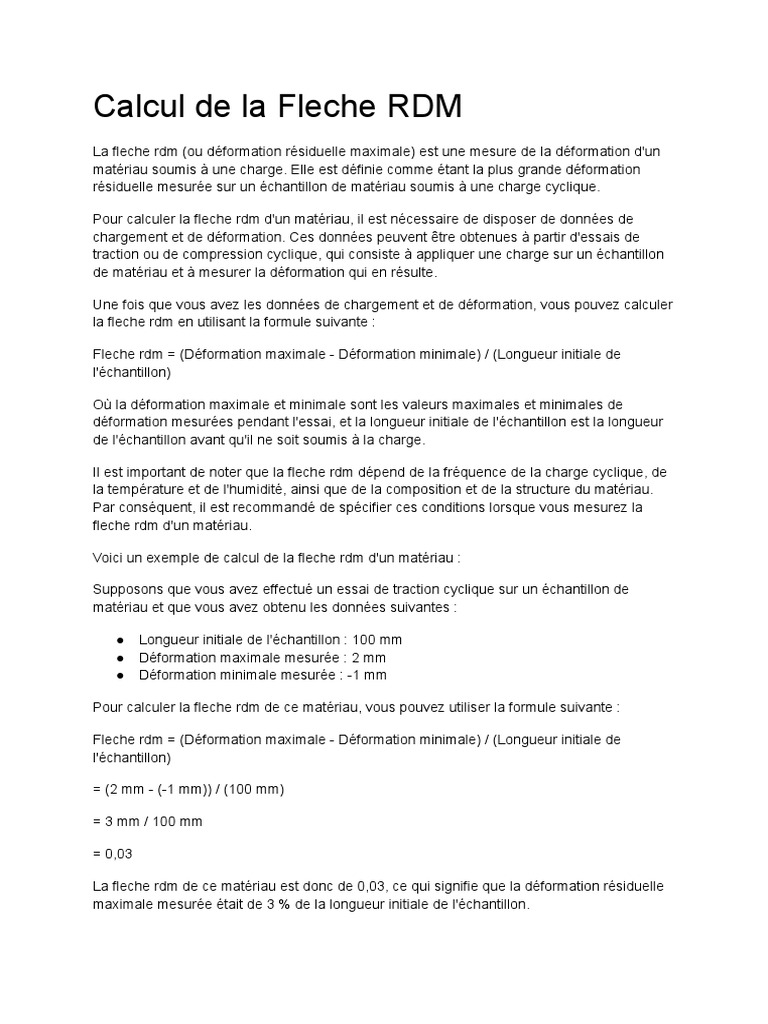 Calcul de la Flèche RDM PDF Méthodes et références pédagogiques — free download