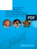 Analyse Sur Les Effets Des Changements Institutionnels Des Sanctions Cedeao-Uemoa Et de La Crise en Ukraine Au Mali de 2020 A 2022