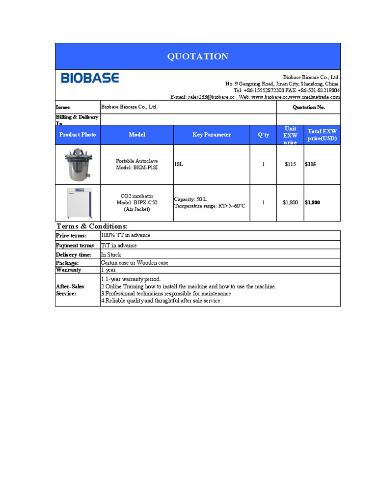 Lab Equipment Quotation | PDF