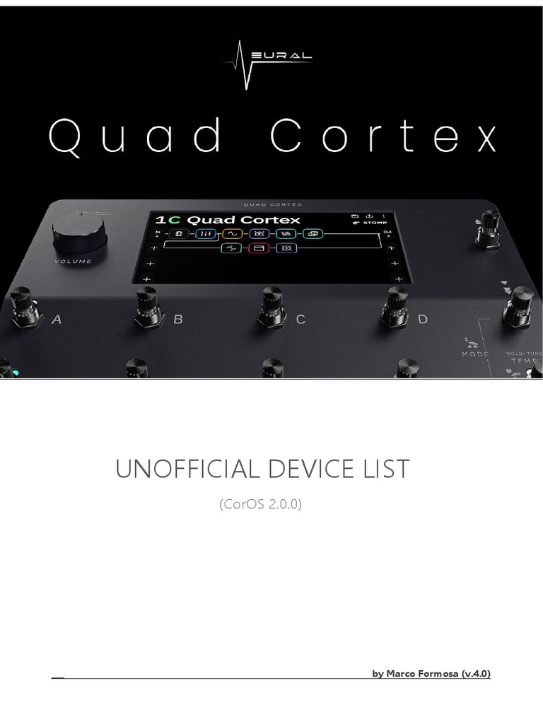 Unofficial Quad Cortex Device List V.4 PDF