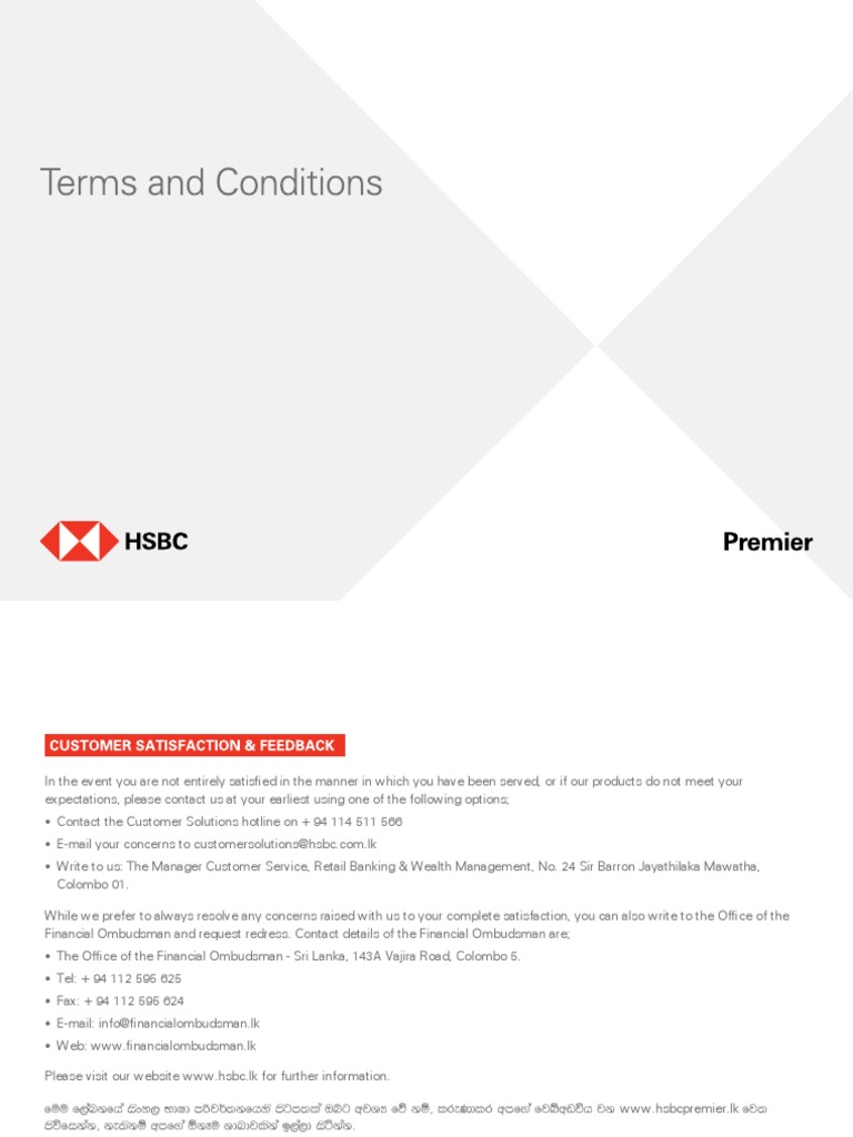 HSBC Premier Terms and Conditions New | PDF