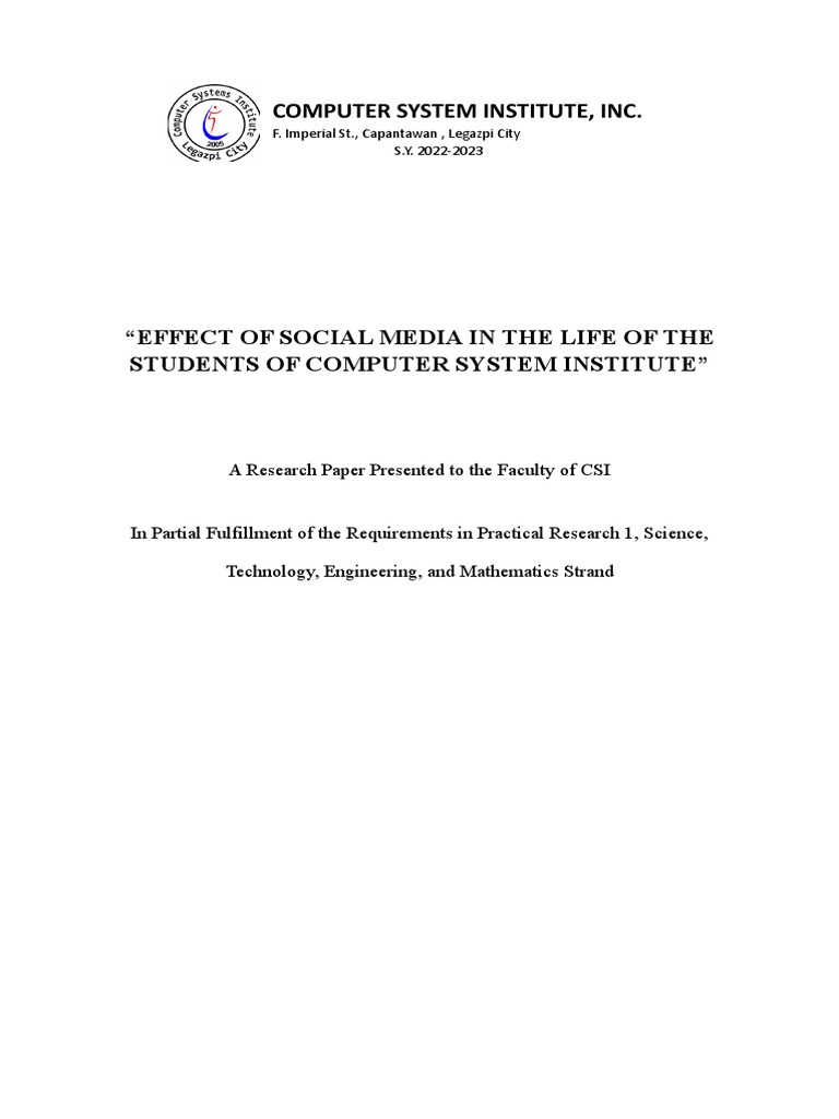 COMPUTER SYSTEM INSTITUTE Research PDF