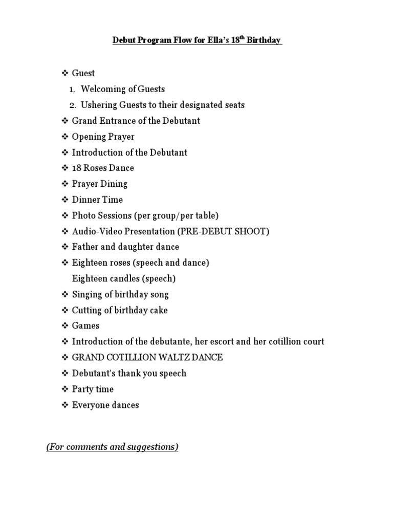 Debut Program Flow For Ella | PDF