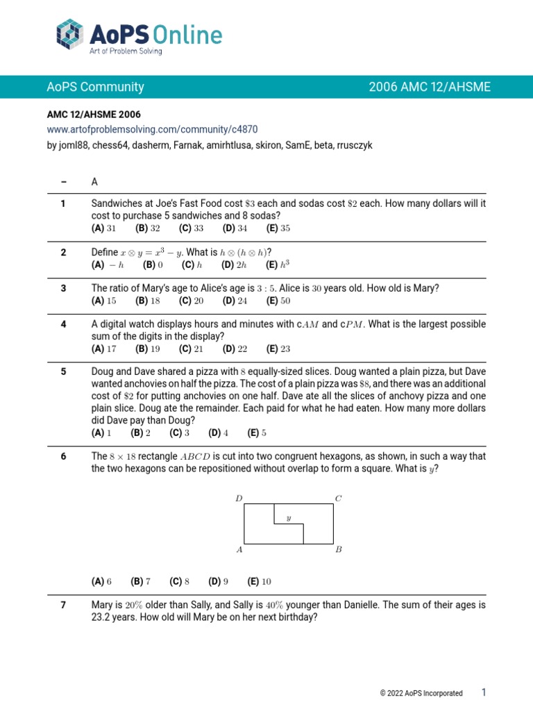 Aops Community 2006 Amc 12/ahsme PDF