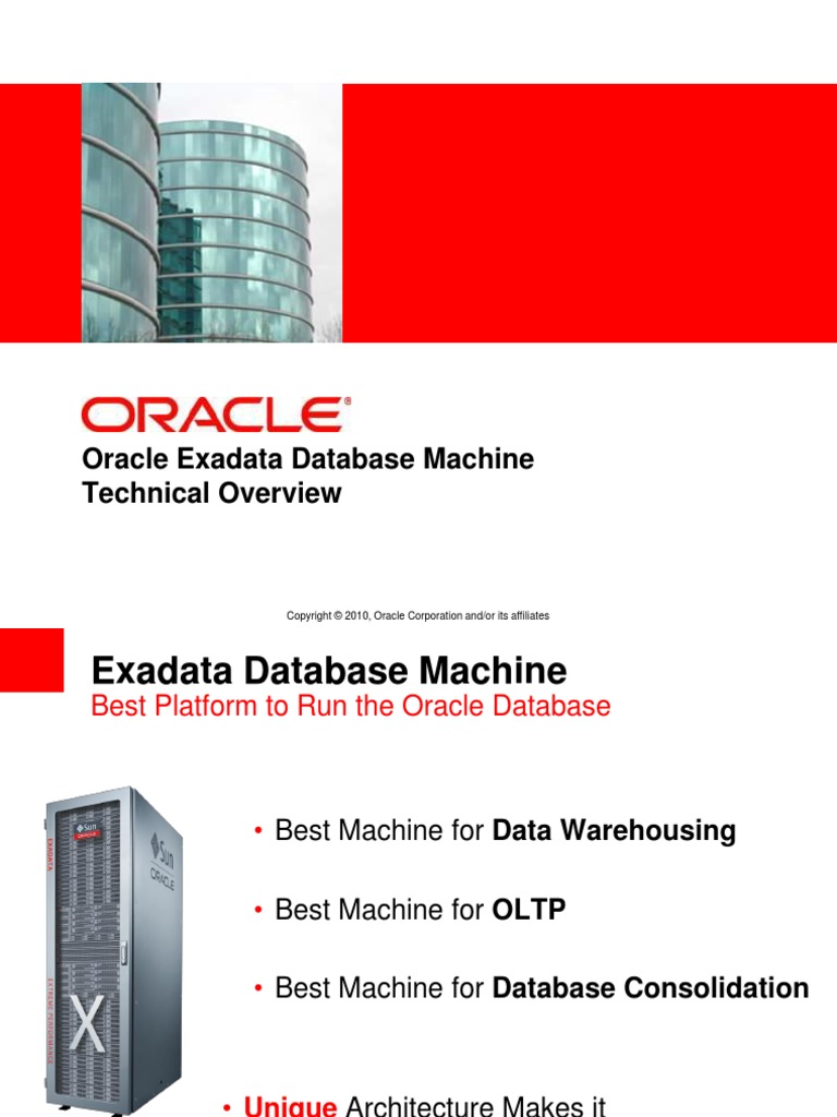 Exadata Database Technical Overview Oracle Database Databases