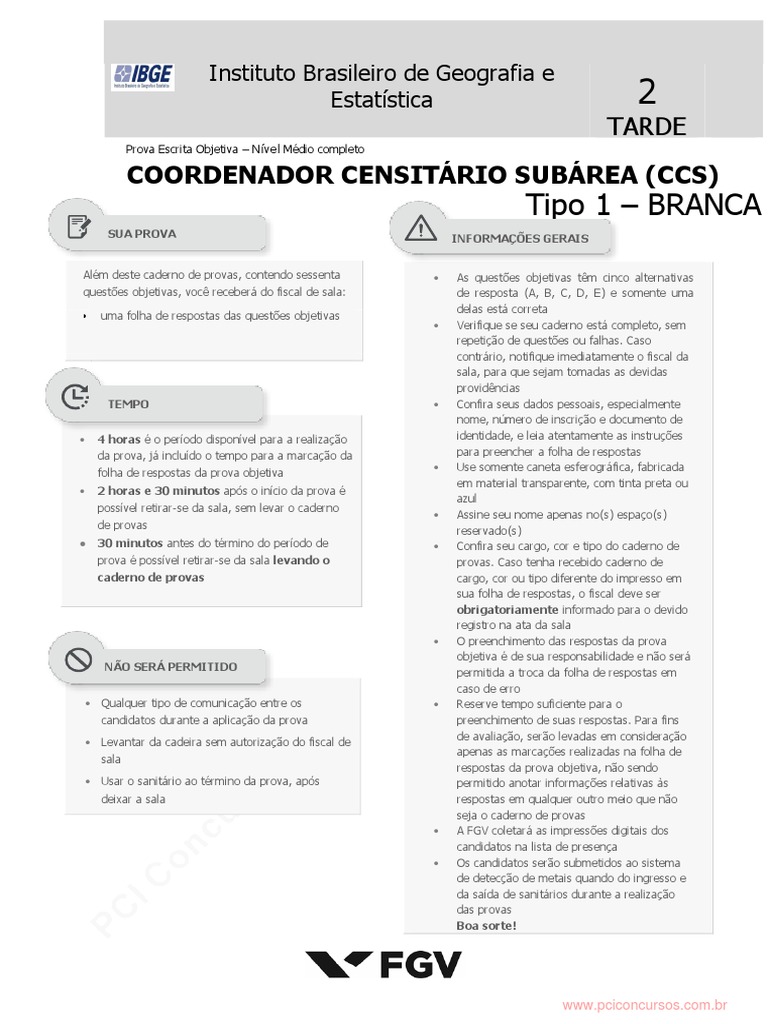 Provas Anteriores do IBGE: CCS 2023 | PDF