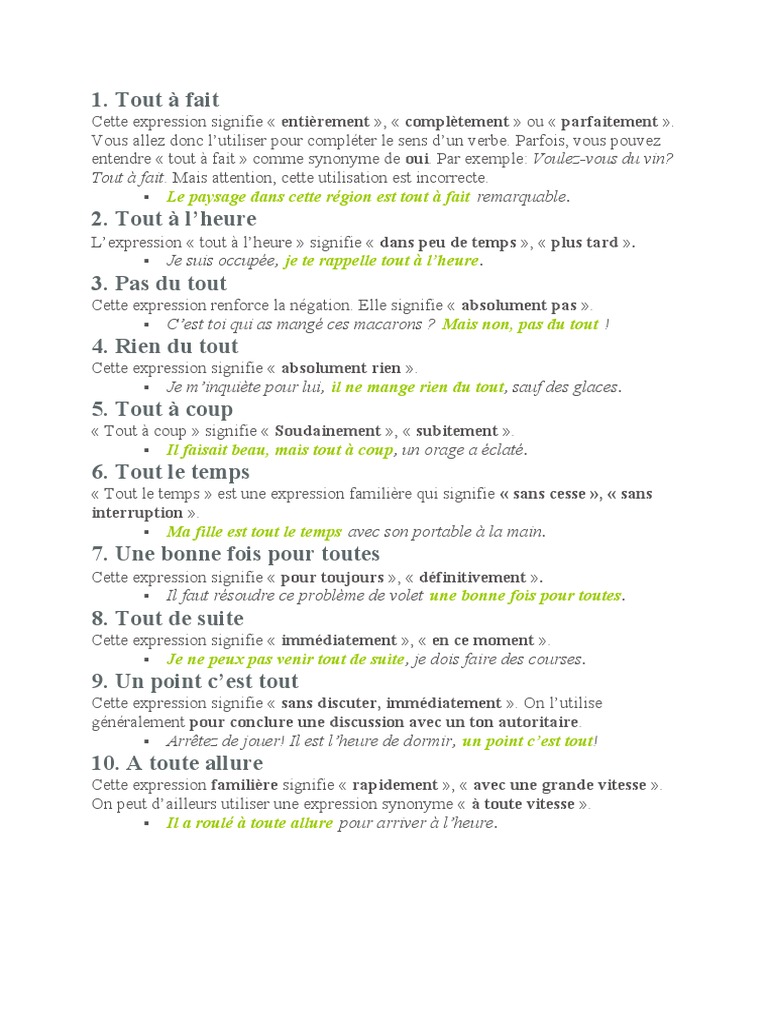 Expressions avec 